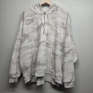 American Eagle Hooded Sweatshirt Women Size L Tan Camouflage Fall Loungewear